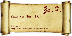 Zsirka Henrik névjegykártya